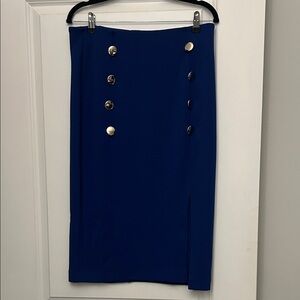 Fashion Nova Royal Blue Buttoned Pencil Skirt